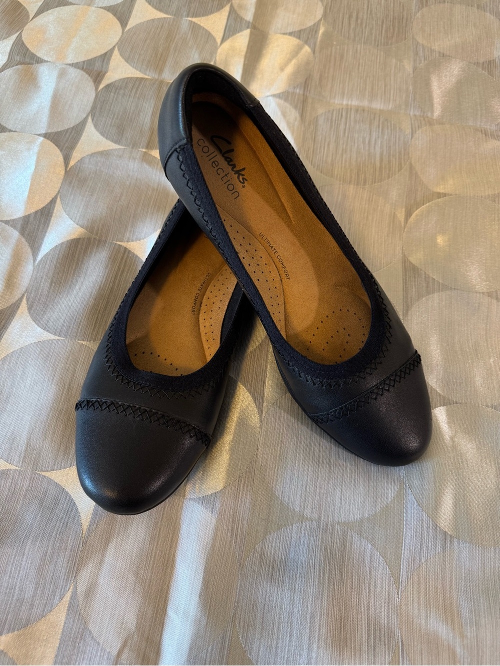 Clarks Black Leather Slip-On Ballet Flats
